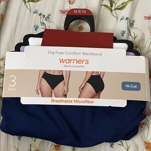 New Warner's women’s Hi-Cut Underwear 3-Pack - Blue, White, Purple
